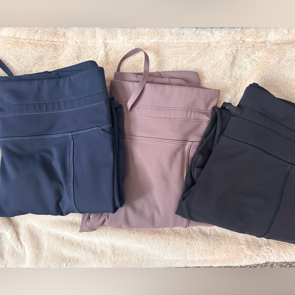 Athleta Rainer Cargo brushed 7/8 Set of Three Leggings